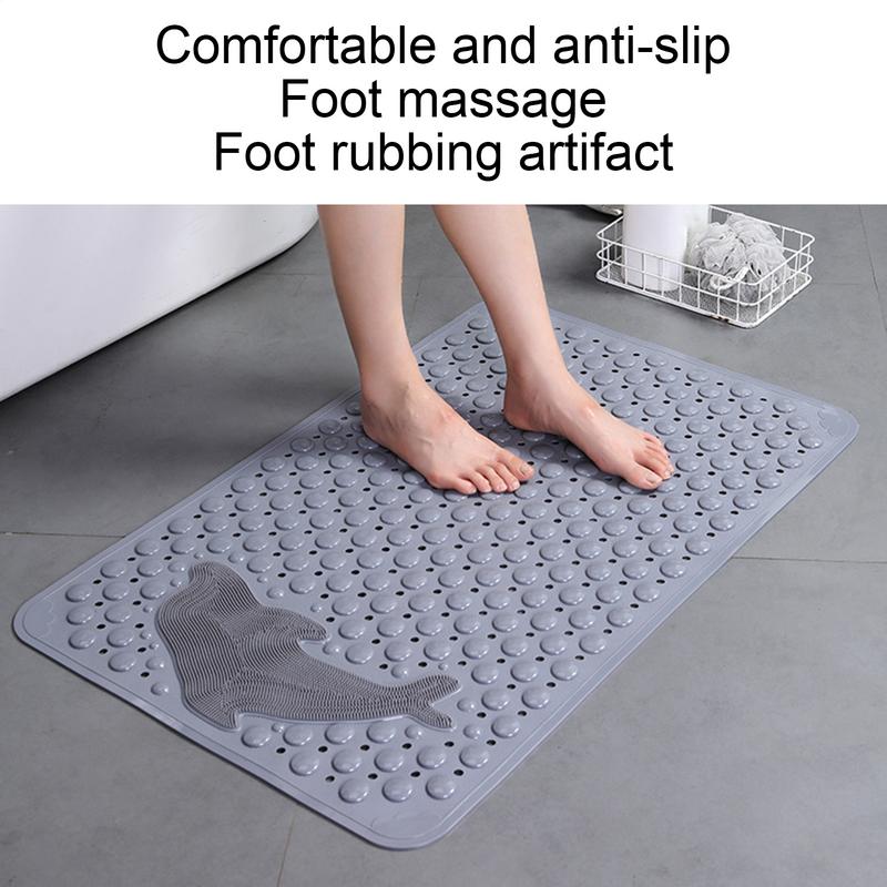 Bathtub Anti-Slip Mat Bathroom Bath Mat With Dolphin Pattern Machine Washable Thickened Massage Brush Pad With Suction Cups