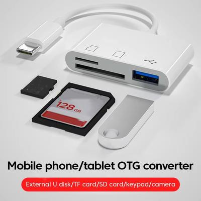 3-in-1 USB3.1 Type-C Card Reader for SD/TF/CF Memory Cards - OTG Adapter Compatible with MacBook, Huawei, Samsung, Xiaomi Devices