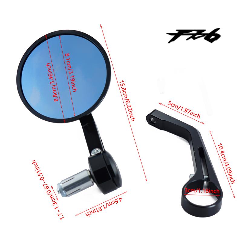 For Yamaha FZ6 FZ-6 ZF6N FZ6R FAZER All Year 1 Pair 7/8'' 22mm Motorcycle Bar End Mirrors Retro Handlebar Tip Rearview CNC
