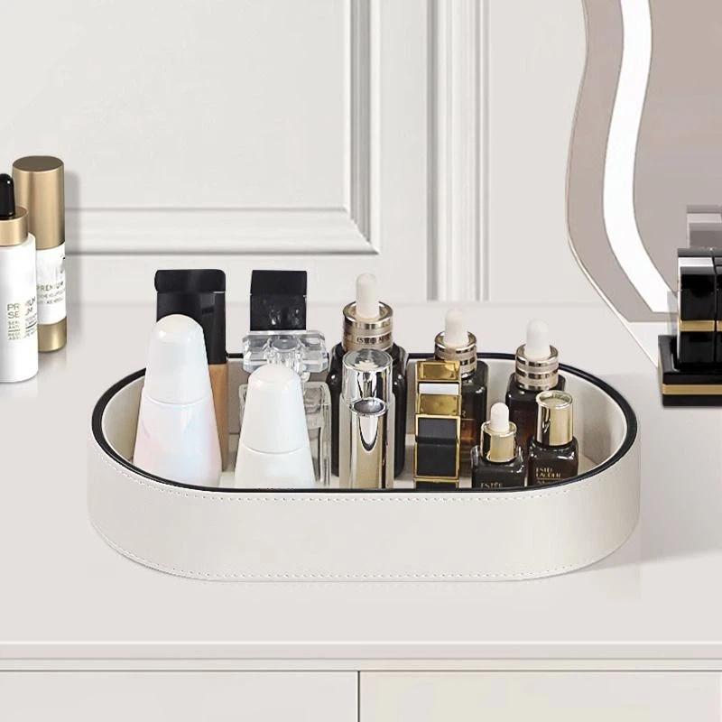 PU Leather Storage Box Living Room Decoration Home Entrance Jewelry Organizer Box Desktop Cosmetic Miscellaneous Tray Home Decor