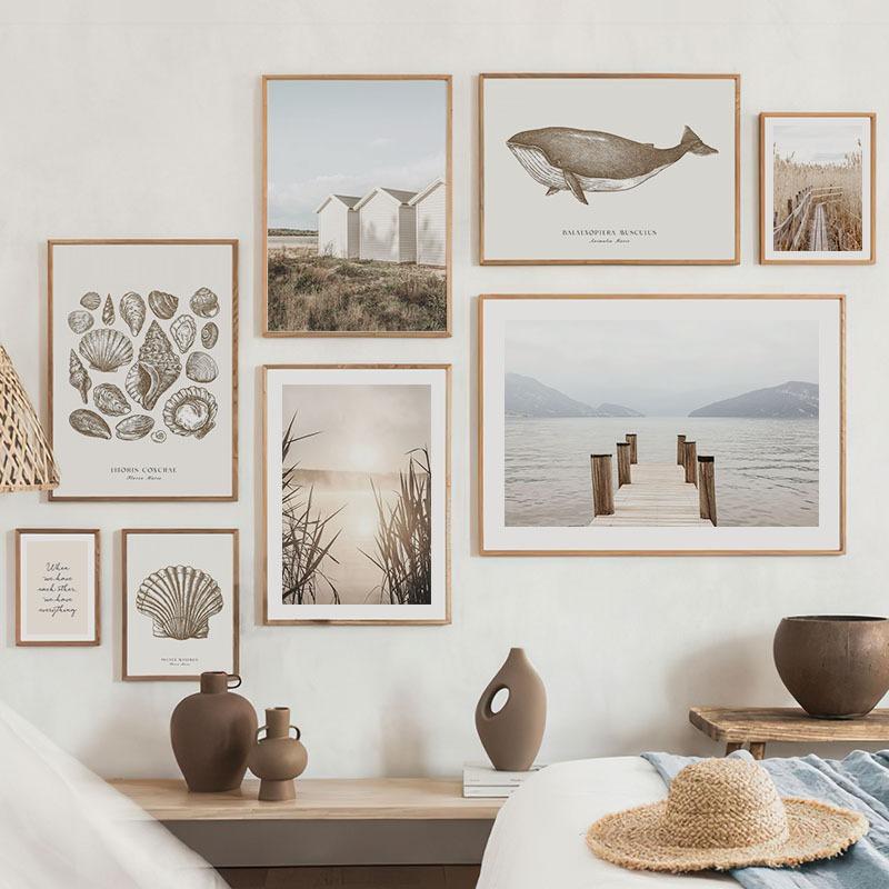 

Winter Ocean Whale Shell Beach Reed Sea Landscape Posters And Prints Wall Art Canvas Oil Painting Pictures For Living Room Decor 21cm×30cm NoFrame
