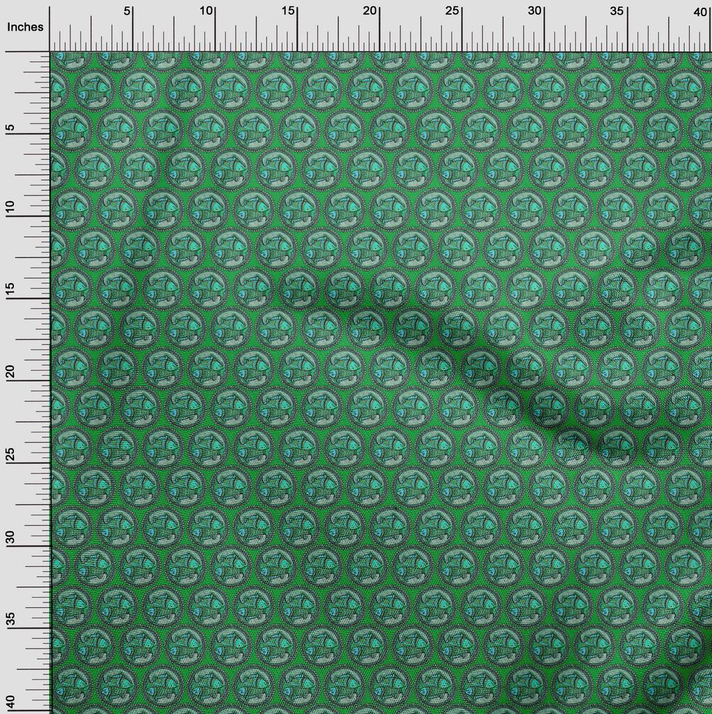 oneOone Cotton Poplin Green Fabric Kalamkari Diy Clothing Quilting Fabric Print Fabric By Yard 42 Inch