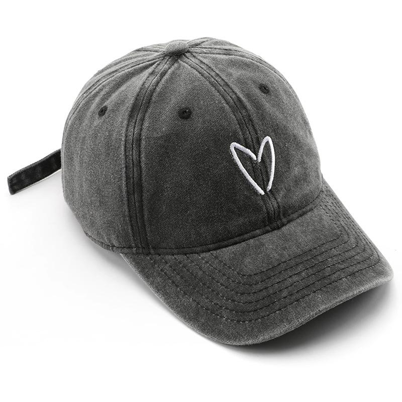Japanese personality female retro washed old love embroidered peaked cap outdoor men travel sunscreen shading baseball cap