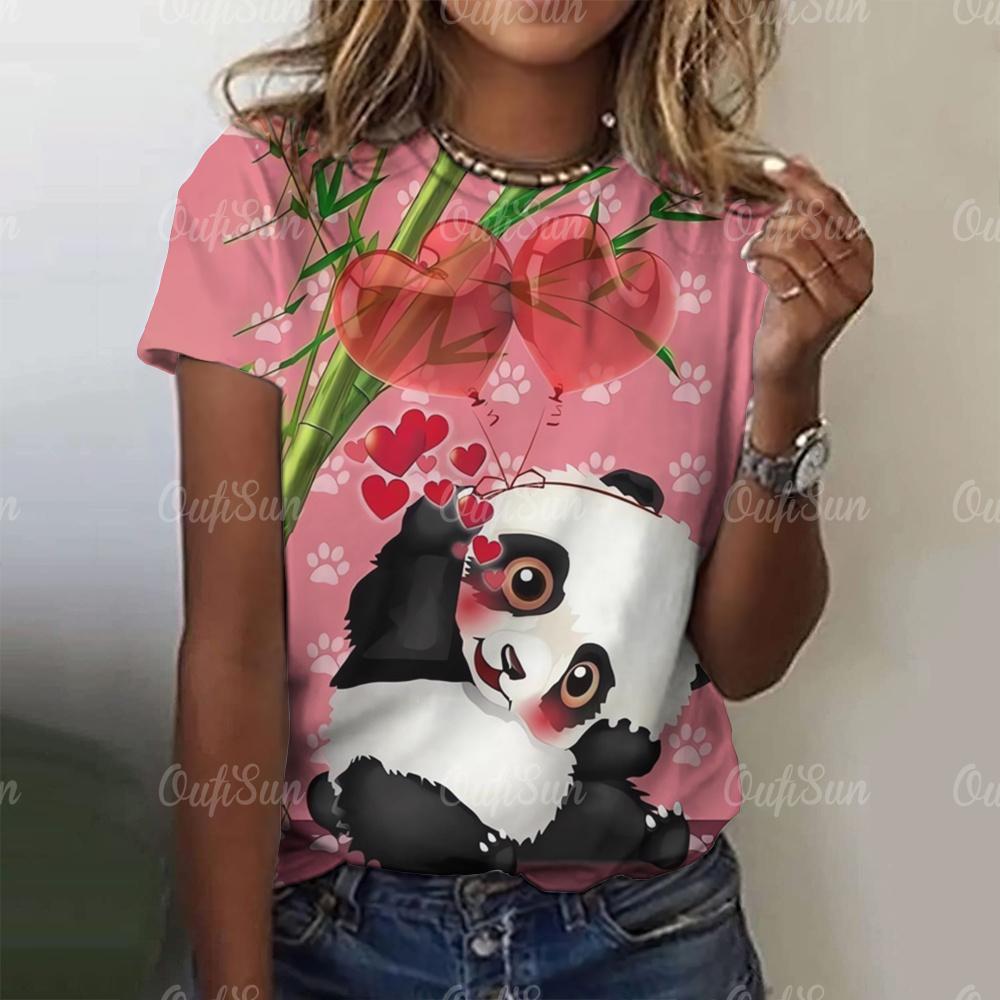 Kawaii Vintage Anime Panda Print T Shirt Funny Women Summer Casual Short Sleeve Tshirts Female Loose Tops Ropa Y2k Hombre Tees