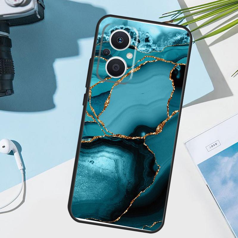 

Teal Blue Gold Agate Marble Cover For OPPO Reno 13 F 14 10 11 12 Pro 12F 11F 14F 7 8 Lite OPPO Find X8 X6 X5 X9 Pro Case OPPO Reno7 4G