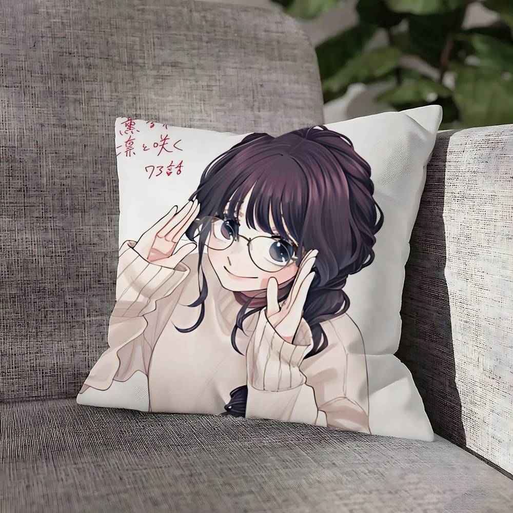 Kaoruko Waguri Hana wa Rin to Saku Pillow Case For Sofa Decor Car Office Room Printing Cushion Cover Decorations and Protector