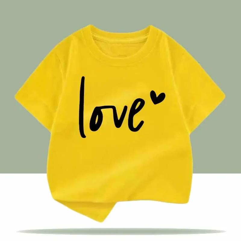 Love Heart Print Children Tshirts Summer Girls Boys Cute Casual Colorful Comfortable Tops Kids Crew Neck Short Sleeve Tshirts