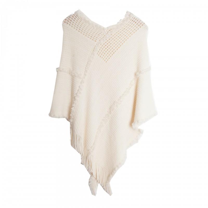 Womens Openwork Knit Poncho Sleeveless Batwing Top Lightweight Warm Shawl Sweater
