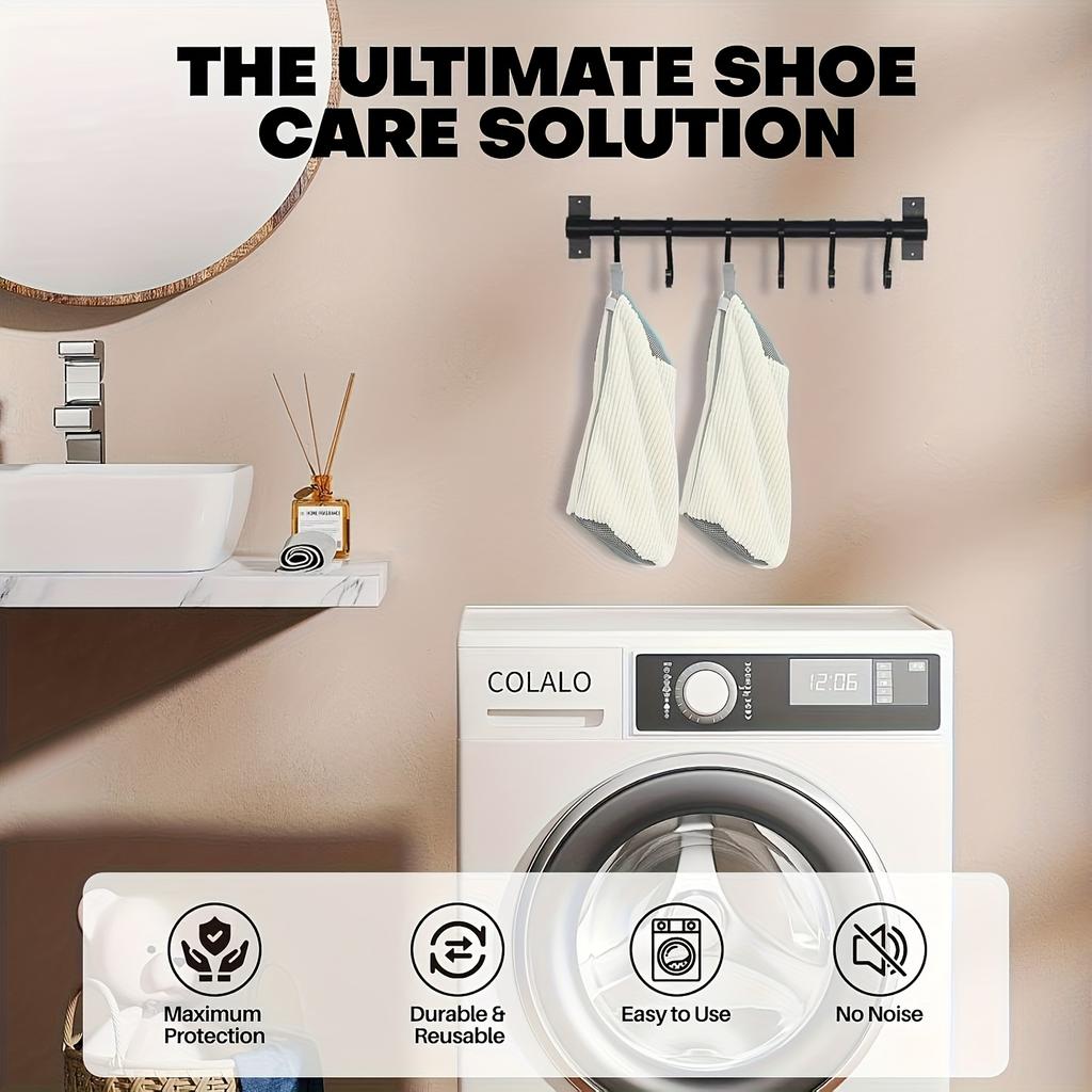 360° Deep Cleaning Shoe Washing Machine Bag: Reusable Laundry and Dryer Shoe Bags for Sneakers, Tennis Shoes, Fits Most Types