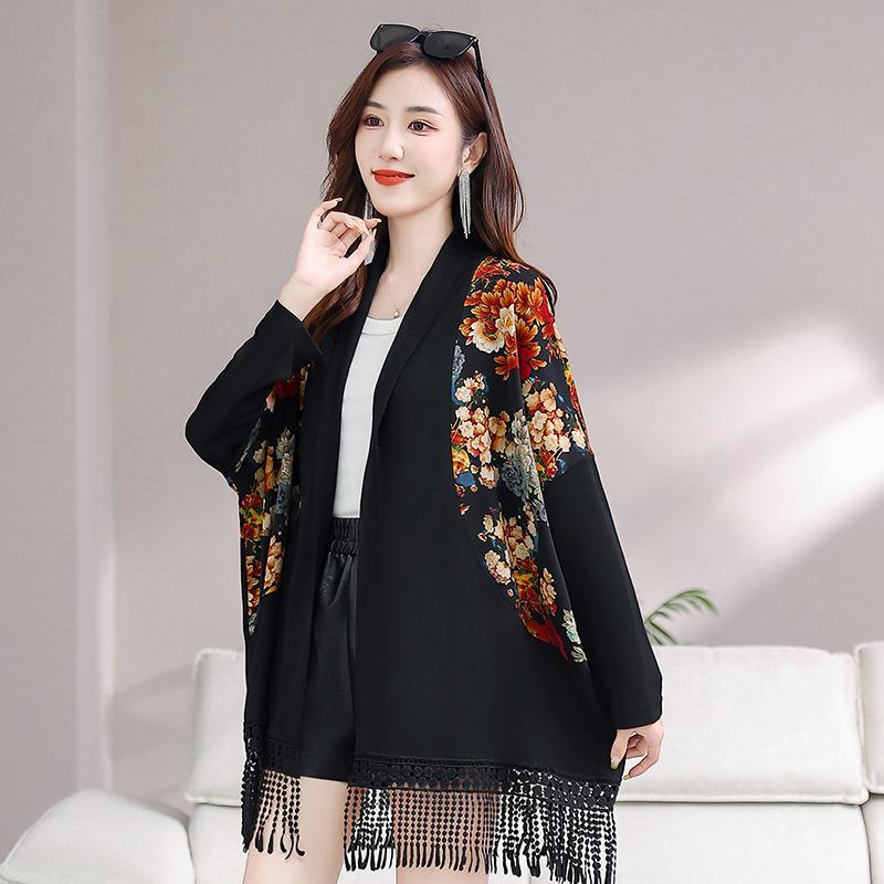 

Мамин осенний тонкий вязаный свитер-шаль, женское новое модное пальто, одежда для женщин среднего и пожилого возраста 5XL (145-80kg recommended)