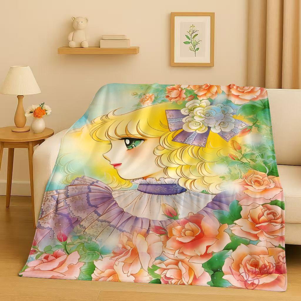 Coperta in Flanella Classica Cartoon Caramelle Dolce Ragazza, Coperta Morbida Calda in Peluche per Casa Camera da Letto Letto Divano Ufficio Bambino