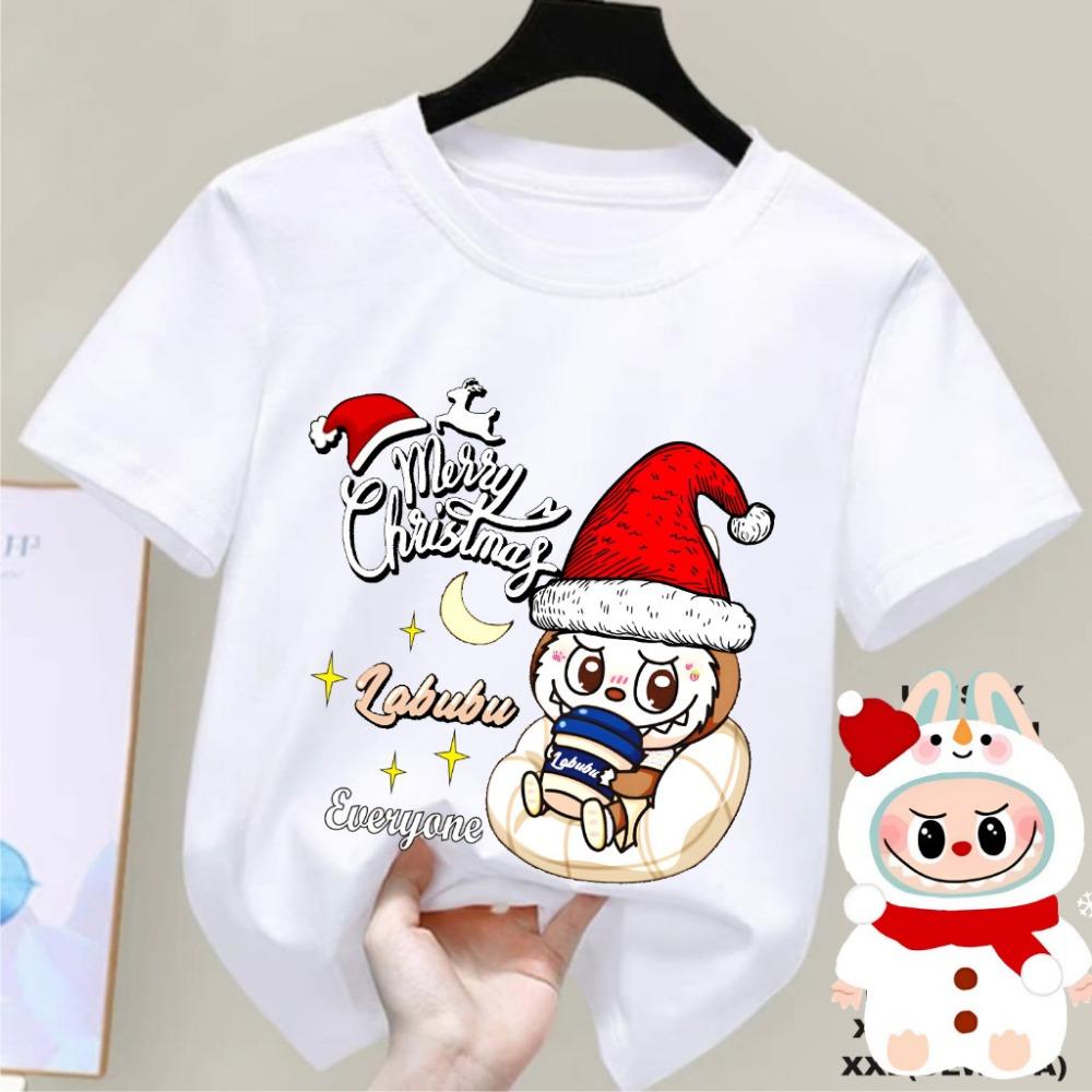 

Хит продаж Футболка женская Счастливого Рождества Милая рождественская футболка с принтом Лабубу Модный парный комплект с коротким рукавом 6XL