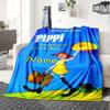 Pippi Longstocking With Yellow Hat And Striped Stockings Blanket With Customizable Name Soft And Comfortable Shawl Blanket For All Seasons Suitable