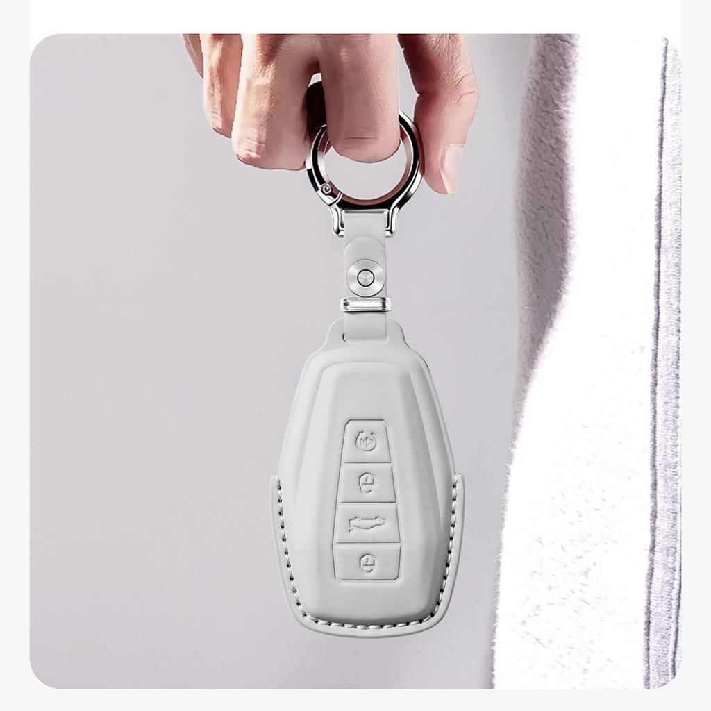Leather Car Key Case Remote Cover Shell Holder Keyring Protector For Coolray Binray Preface Okavango Monjaro Emgrand Altas