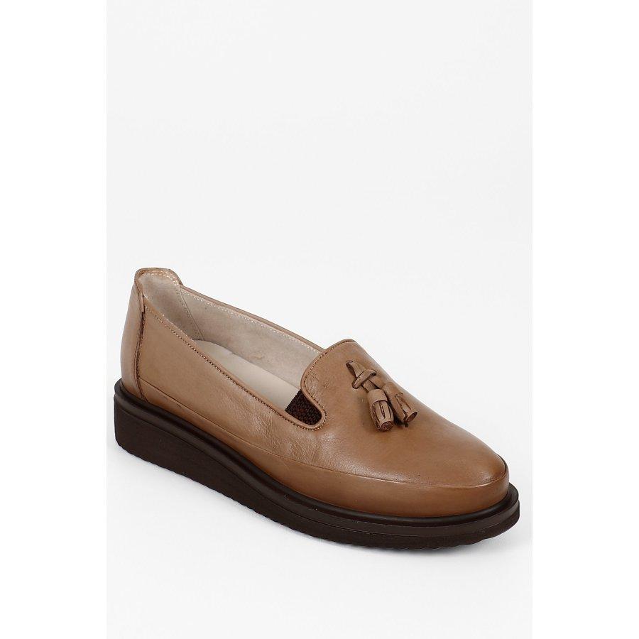 Damen-Freizeitschuhe aus echtem Leder mit Keilabsatz und Mokassins