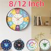 8/12 Inch Round Wall Clock Modern Children Educational Alarm Clock Sitting Room Bedroom Learning Clocks Decoration Accessories