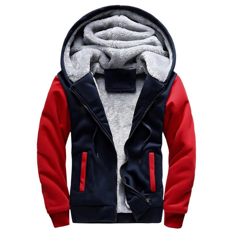 Herren Kapuzen-Fleece-Sweatshirt Lässig Langarm Reißverschluss Oberbekleidung