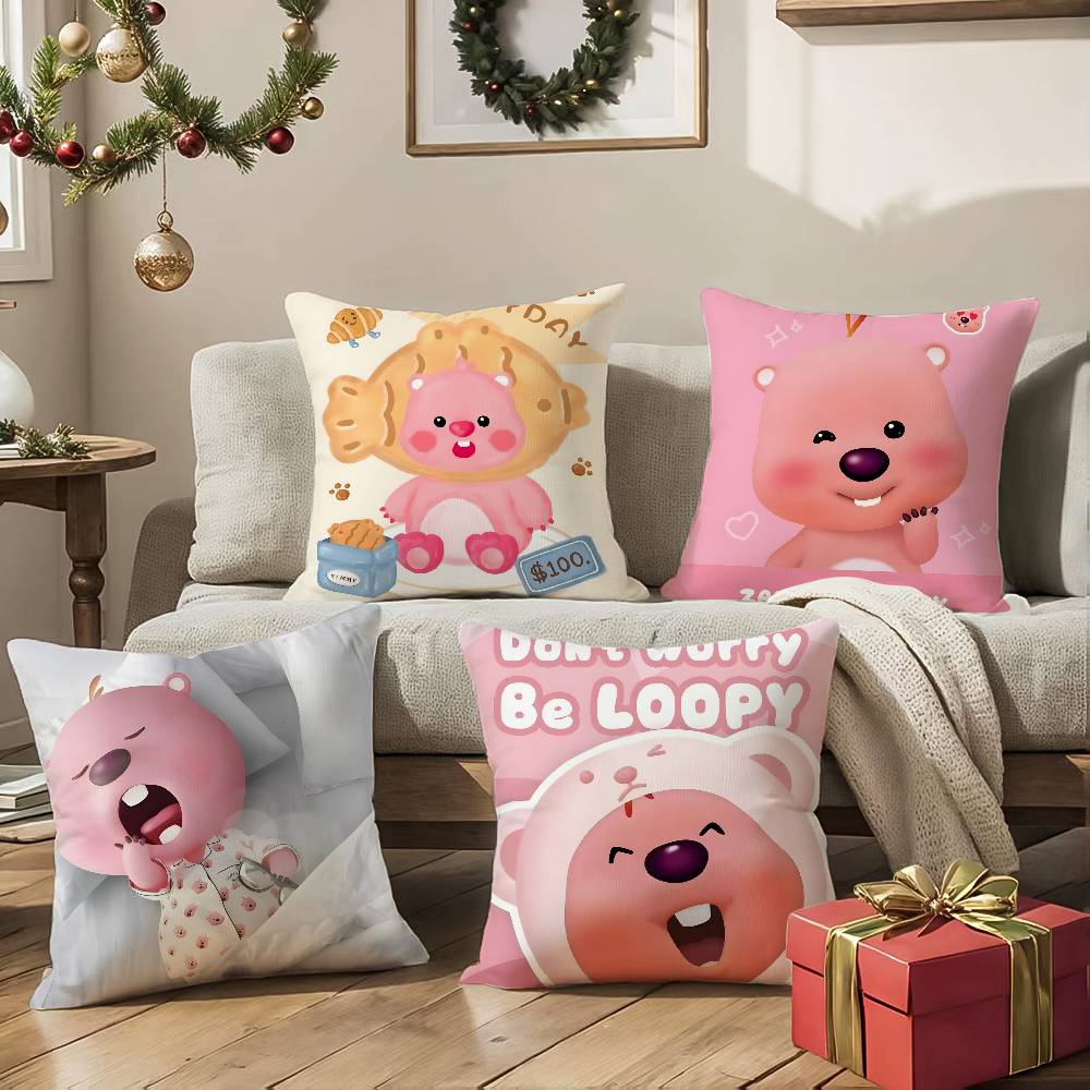 Popular Cute Loopy-Y For Fun Pillow Case Comfort Sofa Bed Silky elegant Invisible zipper Decorative cushion cover