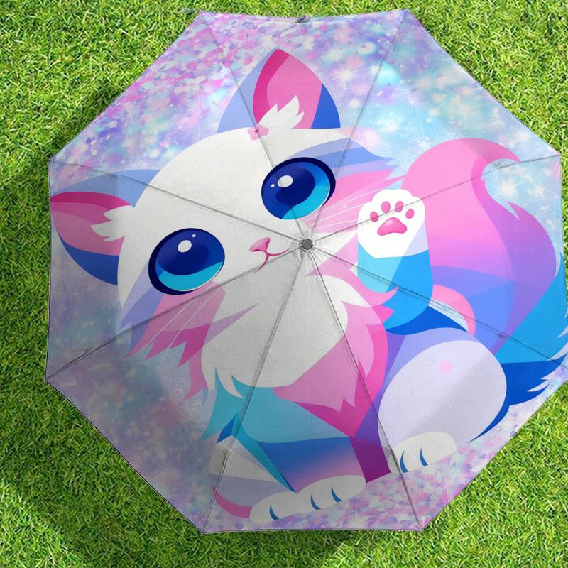 1pc Cat Fantasy Pattern Umbrella Design Automatic Opening and Closing Umbrella, High-quality Travel Umbrella,  c1128185