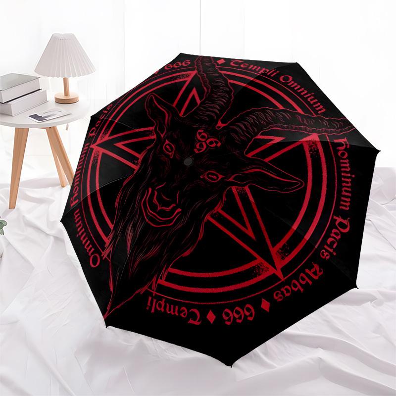 1pc Baphomet Symbol Satanic Artwork Umbrella with Plastic Handle,Suitable for All Seasons Home Travel Outdoor UmbrellaB1663