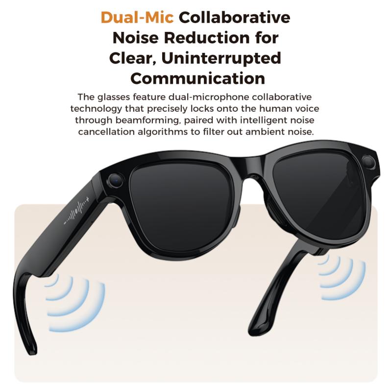 Occhiali Smart M02 Ultra: Fotocamera da 8 MP, Custodia con Ricarica Inversa, Riconoscimento Oggetti WiFi, Traduzione in Tempo Reale ChatGPT, Assistente Vocale AI