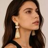 Milk Coffee Gradient Geometric Drop Earrings - High-End Retro Vintage Accessories.