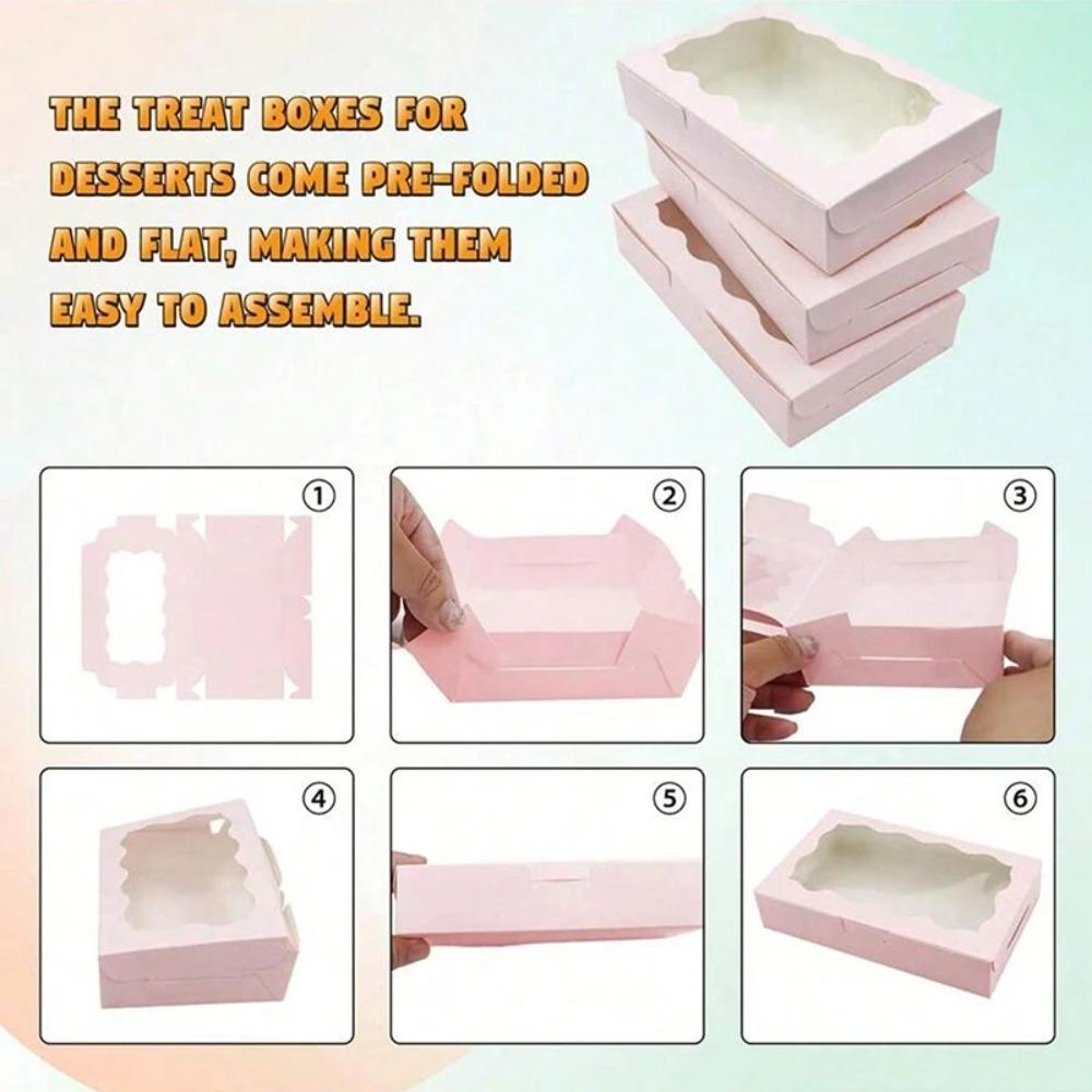 10/20pcs Gift Packaging Kraft Paper Box Transparent Open Window Desserts Box New Pastry Box  Wedding