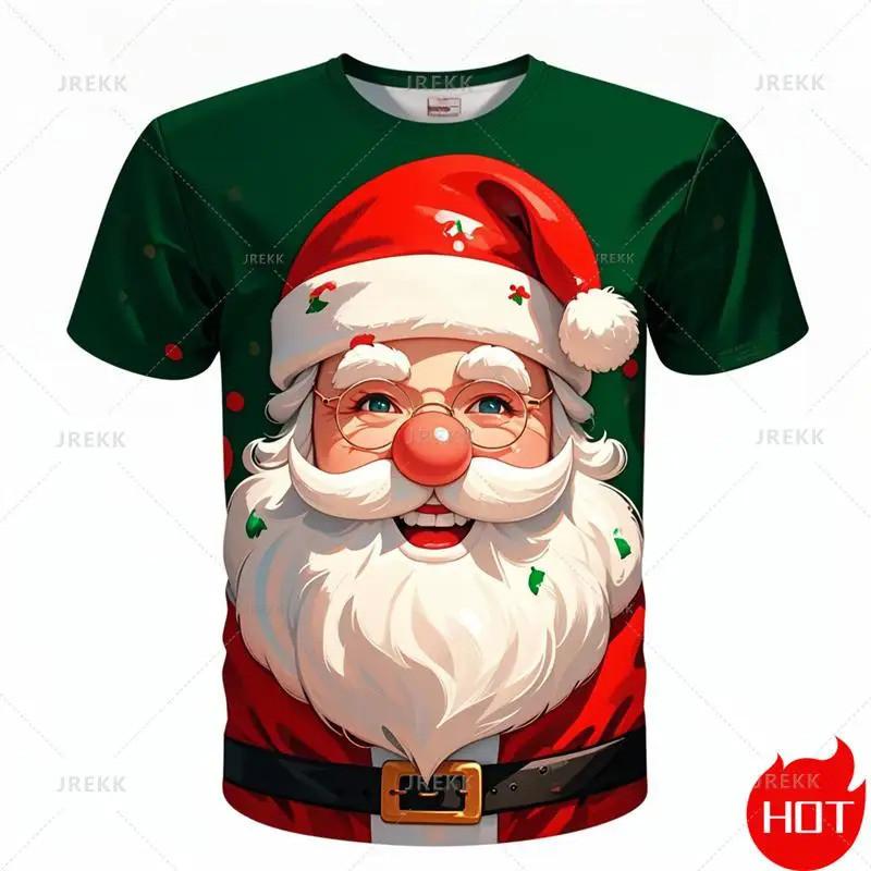 3D Christmas snowflake print casual short sleeved summer round neck T-shirt for men