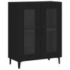 Entrance Side Cabinet / Sofa Sideboard / Living Room Storage Cabinet / Bathroom Shelf with Transparent Double Door Design, Black 69.5x34x90 Cm