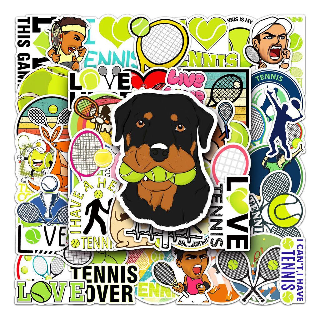 50 Tennis Graffiti Stickers: Creative Sports DIY Waterproof Skateboard and Luggage Decals