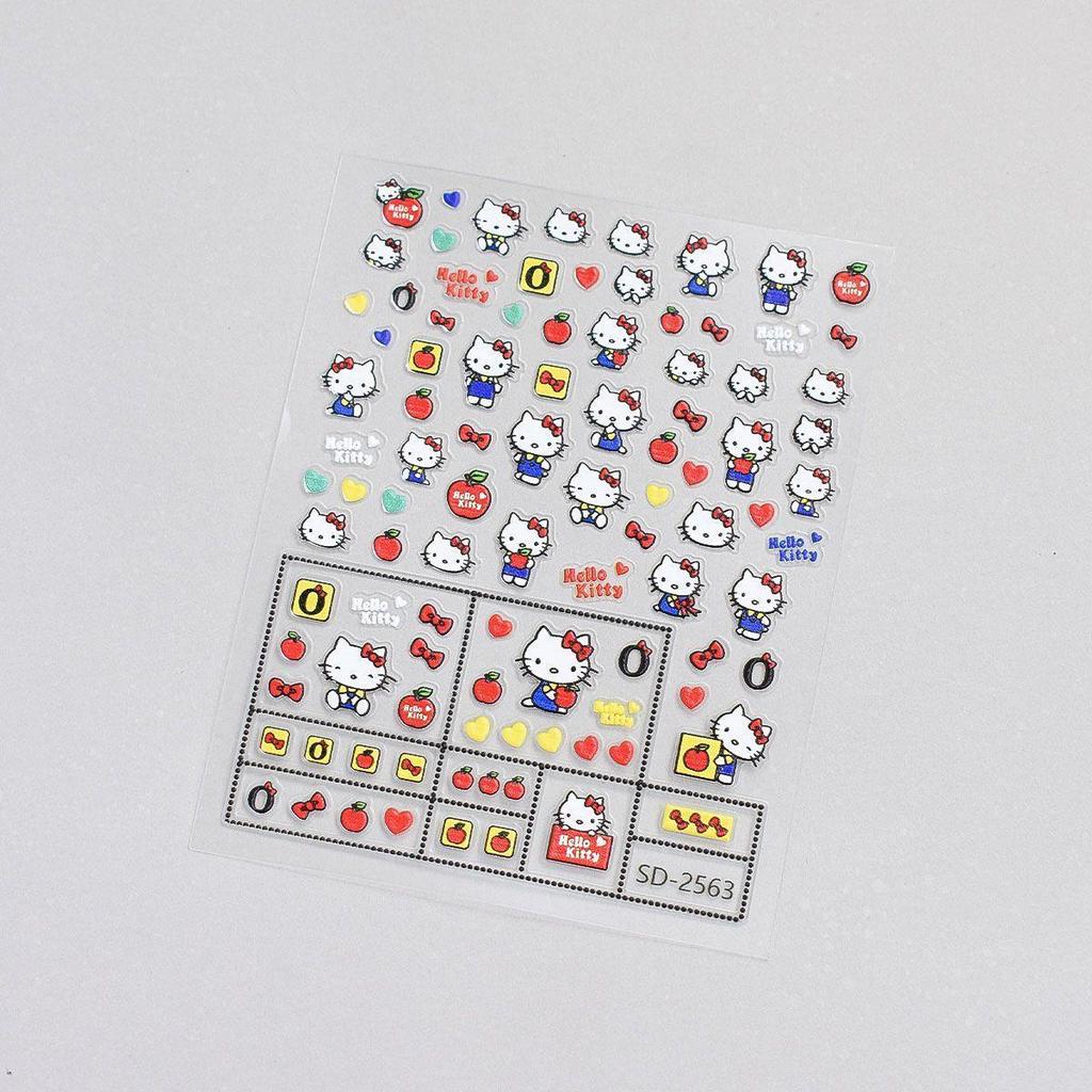 Hello Kitty Cartoon Nail Stickers & Decorations - Embossed Cat Design Ornaments