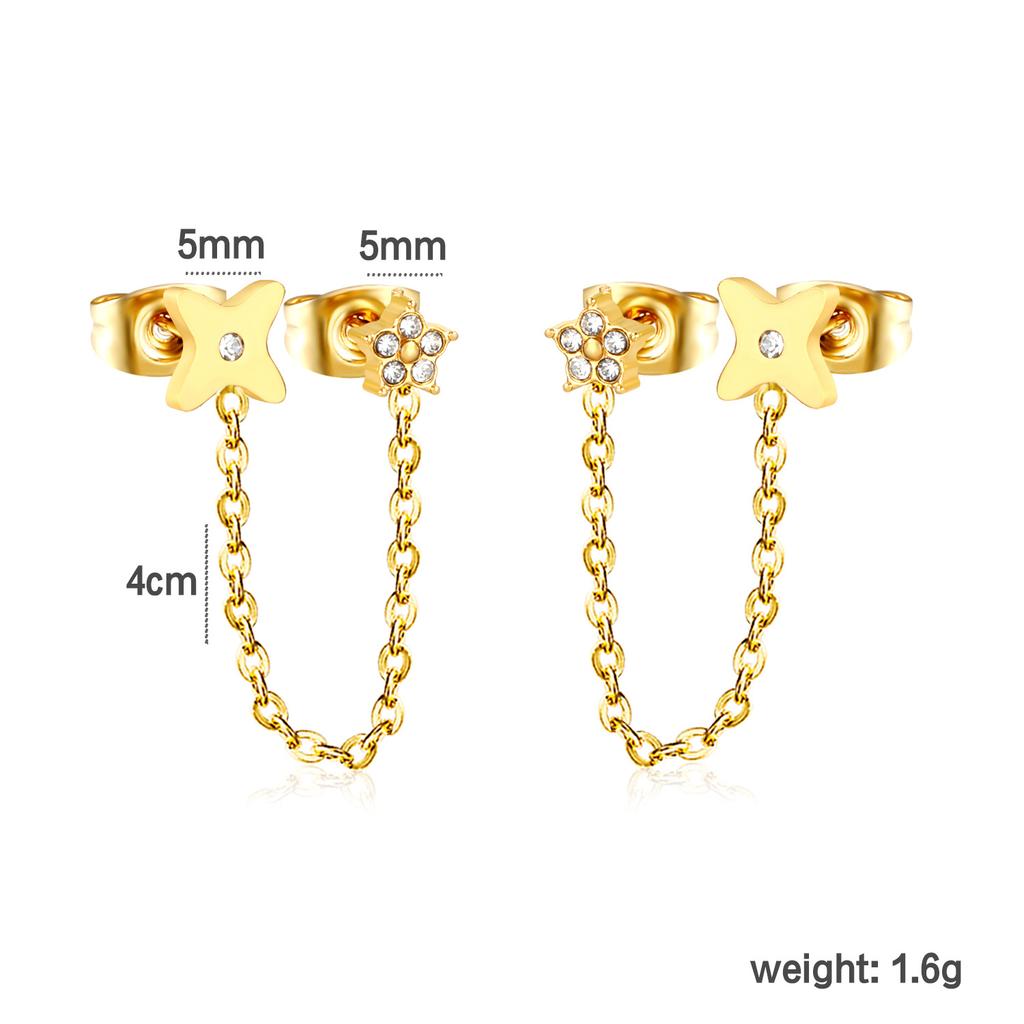 Personalized Long Heart Drip Oil Screw Ear Bone Studs Double Ear Piercing Earrings for Women