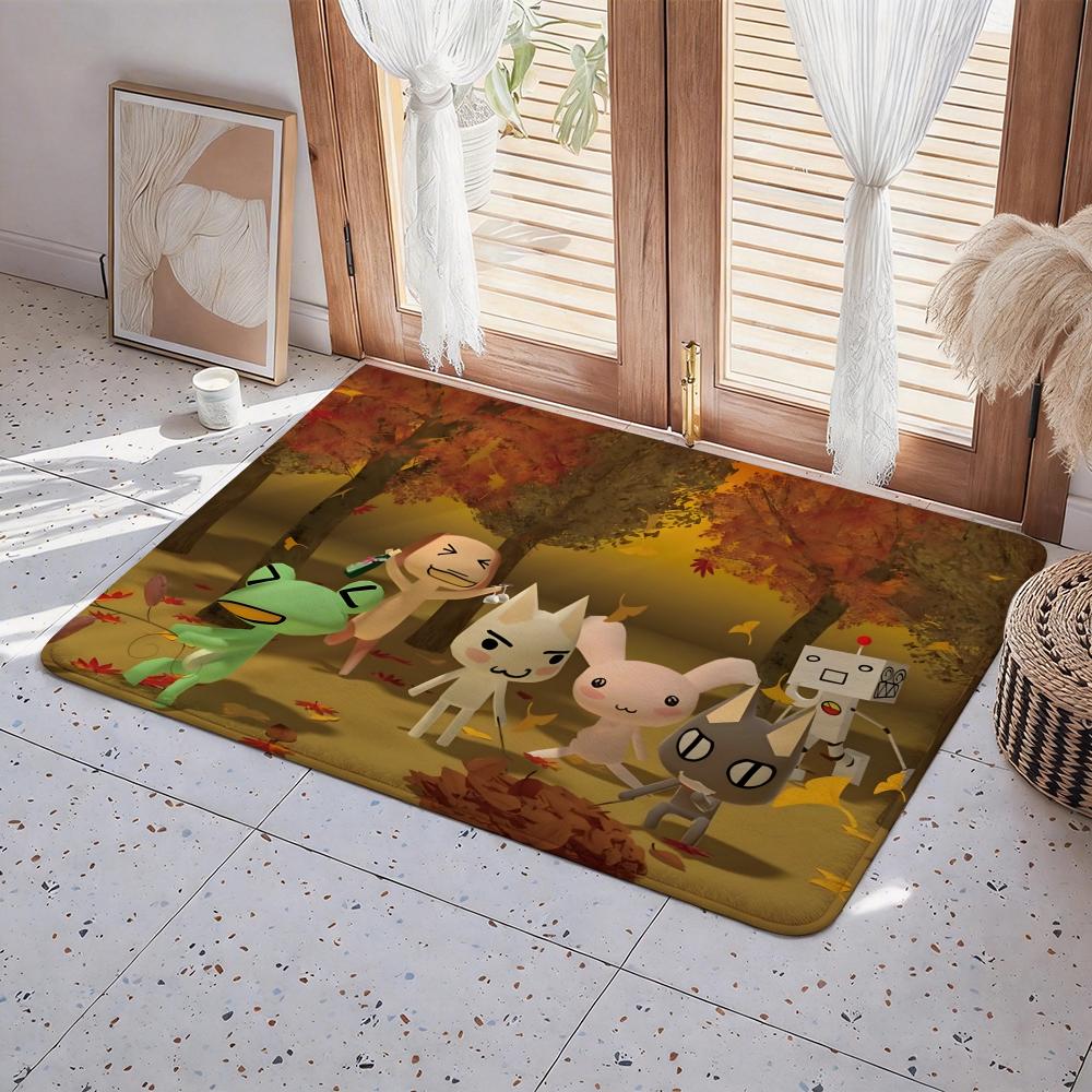 Inoue Toro Cute Cat Floor Mat Eco Flannel Doormat Non Slip Odorless Indoor Floor Rug Soft Short Plush Home Mat