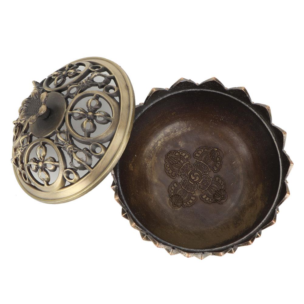 Alloy Craving   Incense Burning Flower Base Buddhist Supplies Home Decoration(Bronze)