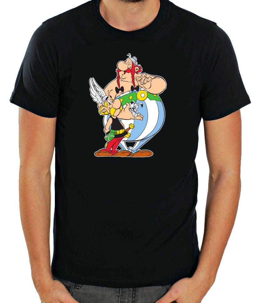 Asterix and Obelix Funny Characters Short Sleeve  White T Shirt Men F076