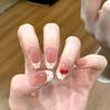 Gothic Red & Black Gradient Handmade Long False Nails