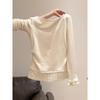 Apricot Ruffle Trim Long Sleeve Knit Top
