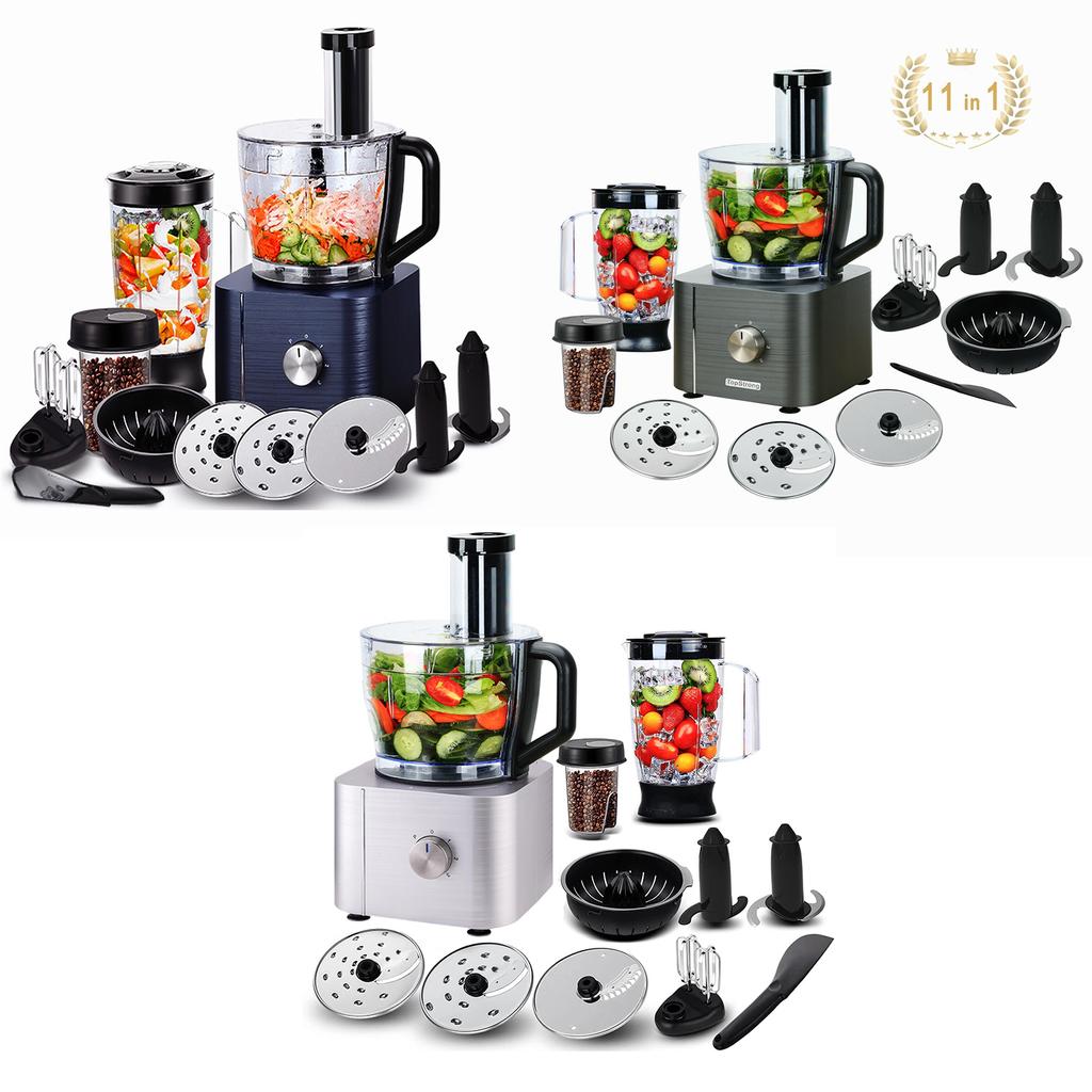 Food Processor, TopStrong 11-in-1 Food Processor and Blender with Chopping Blending Kneading Grinding Whisking Juicing, 1100W