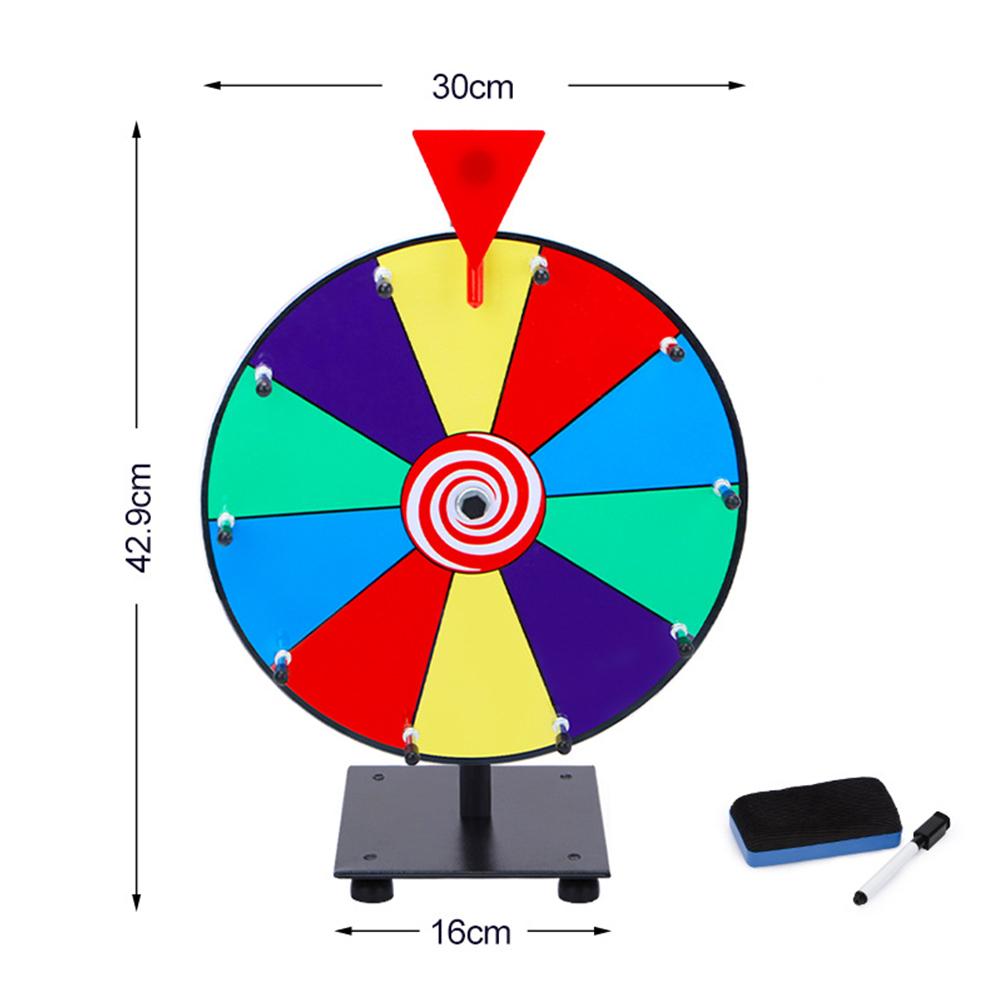 12 Inch Tafel Draaiwiel Draaiend Whiteboard Wiel voor Spel Activiteit met Pen en Gum 10 Vakjes Kleurrijk Color Grid