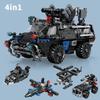 4 In 1 SWAT Police Armored Truck Building Blocks Helicopter Speedboat Vehicle Car Toy Bricks Educational Toy Christmas Gift