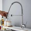 Black Rotatable Dual-Speed Kitchen Faucet with Spring Design for Hot and Cold Water