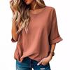 2024 Women's Summer Round Neck Five-Sleeve Cotton Linen Casual T-shirt