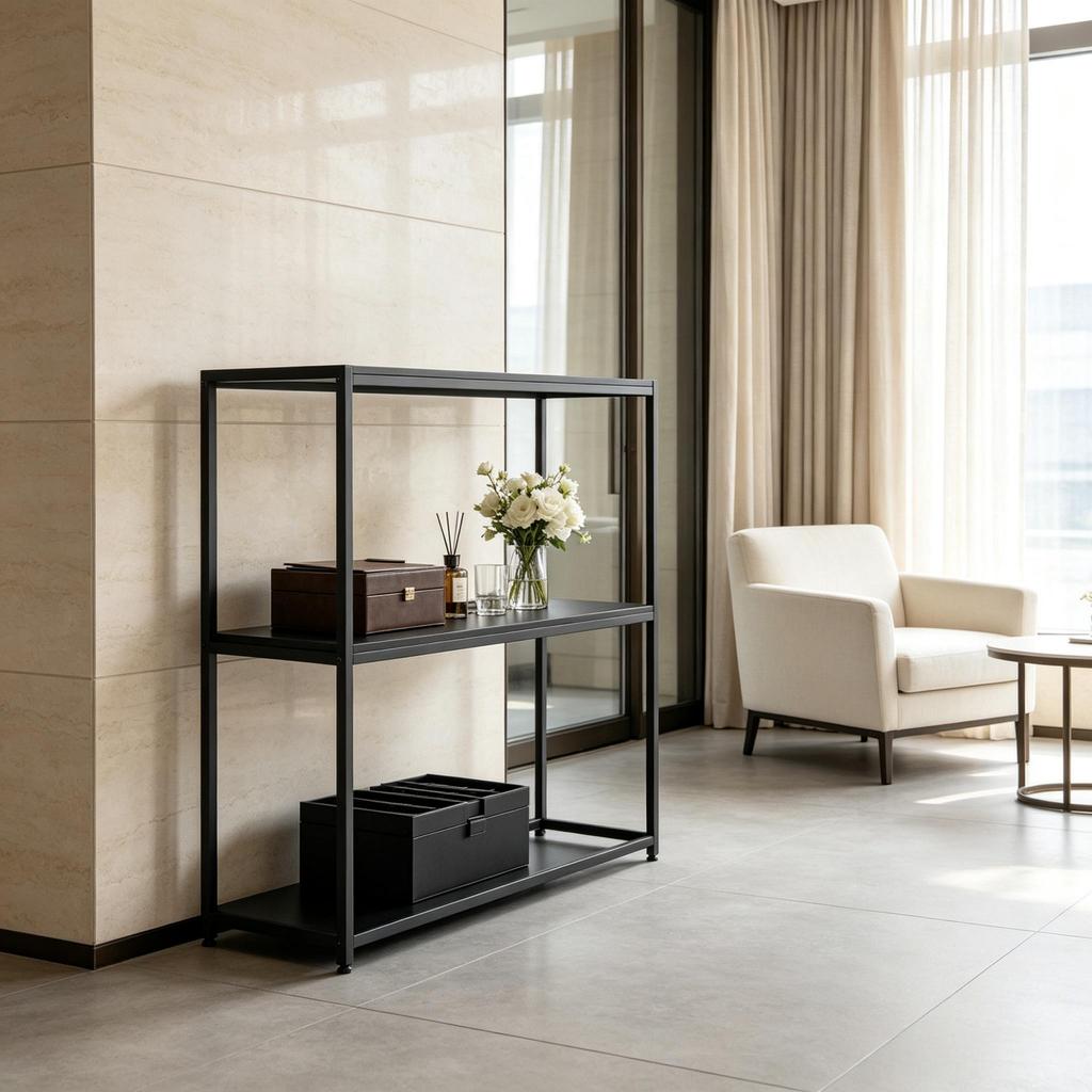 Modern Console Table Made of Steel with 2 Levels, Entrance Table, Hallway and Living Room