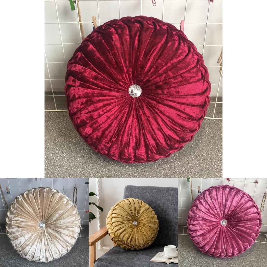 Luxurious Round Velvet Pumpkin Cushion With Charming Pleated Design And Soft Touch