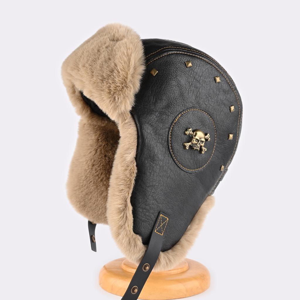 Pălărie de pilot din piele de epocă pentru industria grea pentru bărbați și femei, de iarnă, caldă, cu protecție pentru urechi, pentru exterior, călărie, pălărie la modă