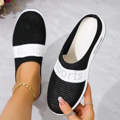 Neue 2024 Damen Mesh Ballerinas Halbschuhe Dicke Sohle Slipper Atmungsaktive Freizeitsandalen Atmungsaktive Pantoletten