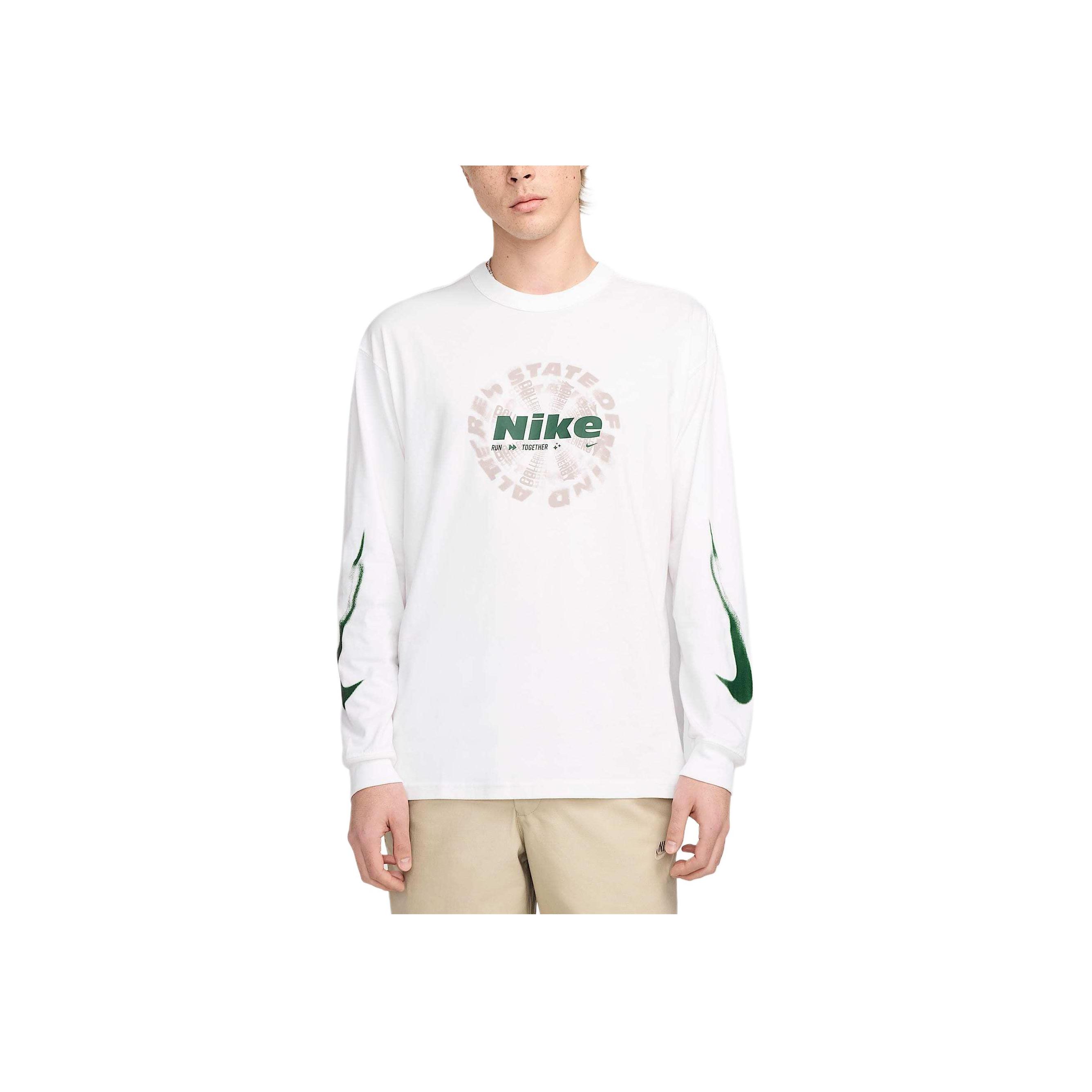 

Nike Sportswear Loose Fit Long Sleeve Crew Neck T-Shirt Men Tops White Faux-Fur HV4908-100 M