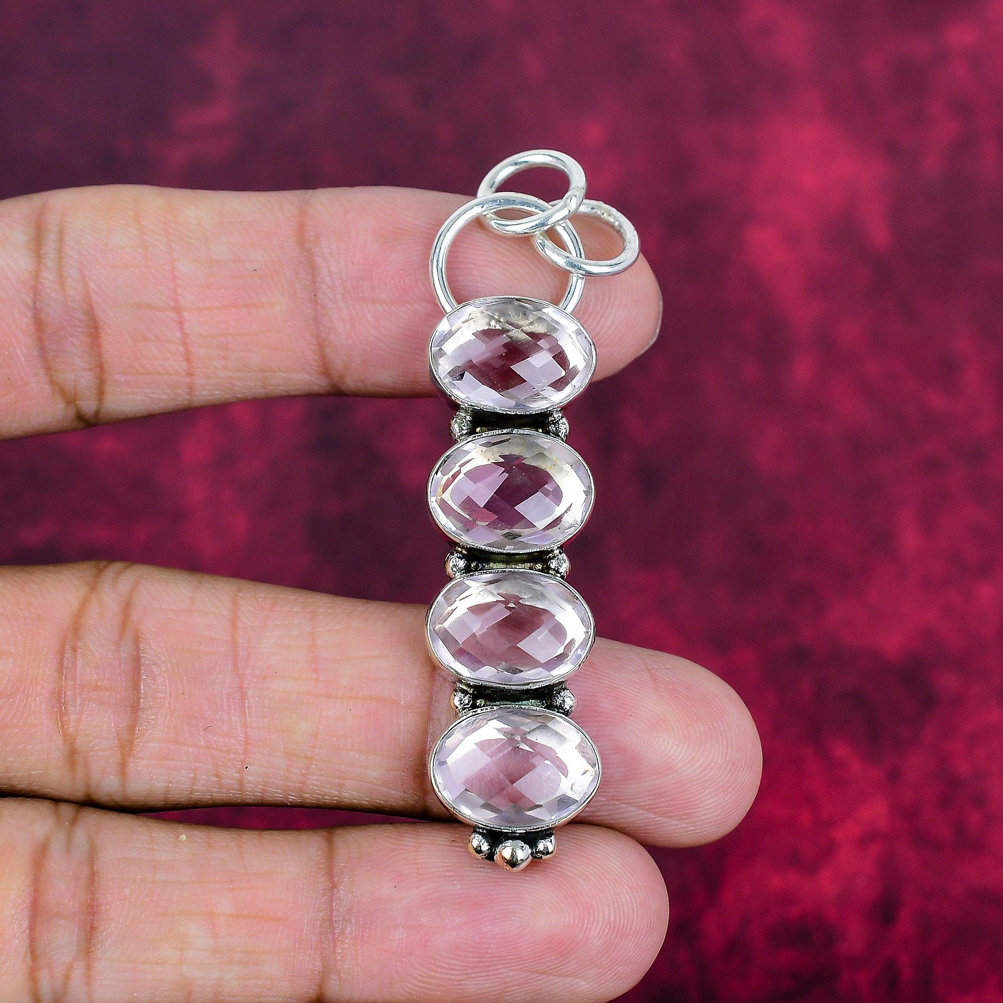 

Подвеска из чистого серебра 925 пробы с белым топазом, подвеска из драгоценных камней ручной работы на День памяти 2.63 Inches белый