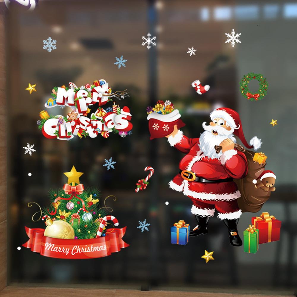 New Pvc Christmas Static Cling Window Decor Featuring Festive Santa Claus Design