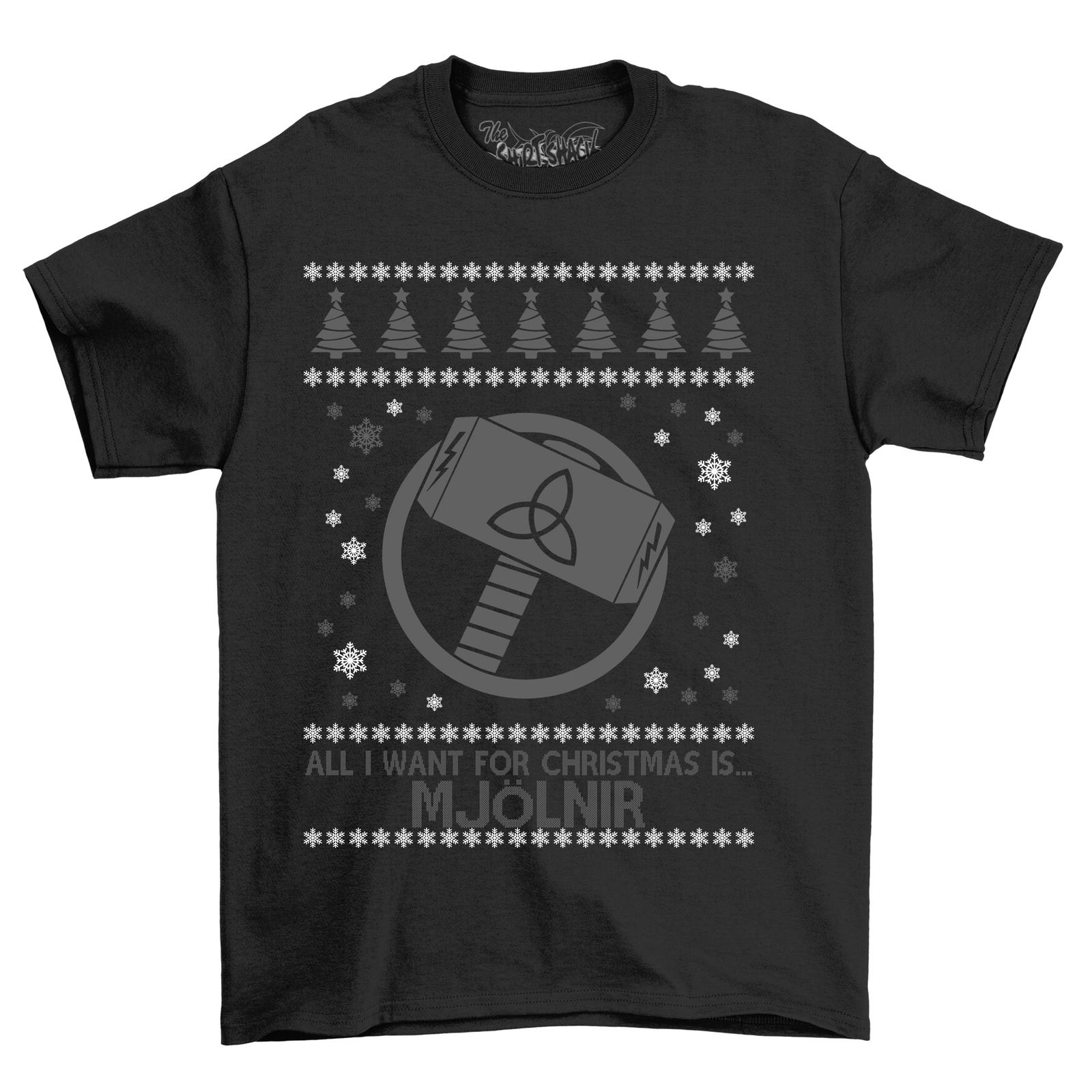 Thor s Mjolnir Hammer Christmas T-Shirt Mens Womens Tees Top - Festive and Mighty! Unleash the God of 2XL